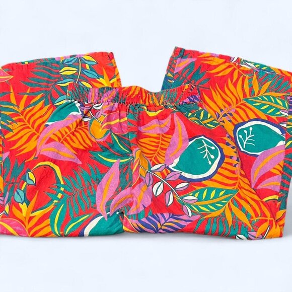 C&C California Tropical Linen Wide Leg Floral Elastic Waist Crop Pants Women’s S - Picture 7 of 7